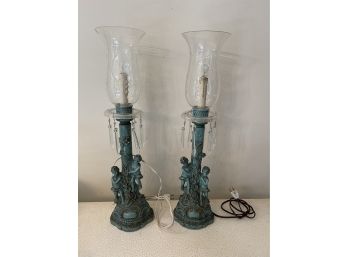 Antique Hurricane Style Lamps