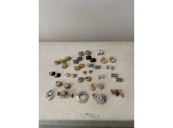 Vintage Clip On Earrings And Brooches