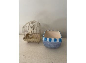 Faux Bird Cage And Vase