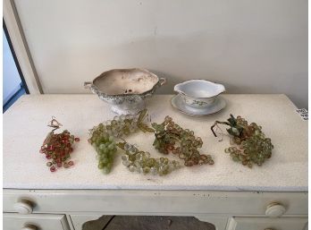 Pottery And Faux Grapes