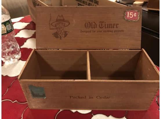 Antique Old Timer Cigar Box Wood