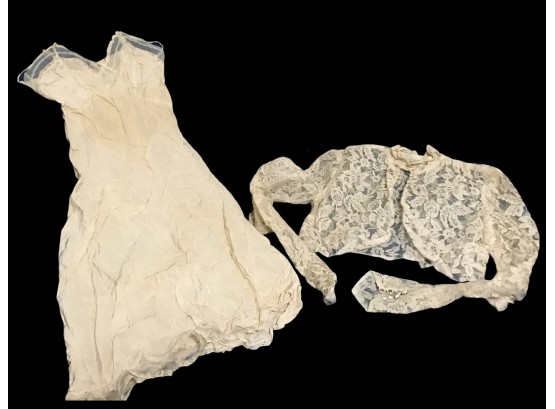 1950s Wedding Dress Slip And Lace Bolero Arm/shoulder Cover Jacket