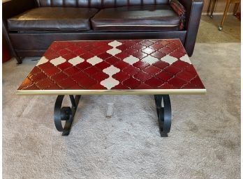 Vintage Iron And Ceramic Coffee Table