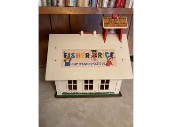 Vintage 1971 Fisher Price School House With Bell Clock