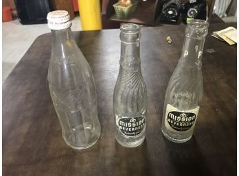 Antique Bottles Coca Cola , Mission Beverages