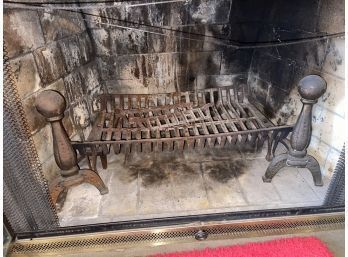 Antique Andirons And Grate Imported From Scotland