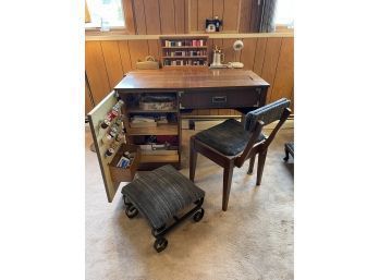 Quilting / Sewing Table Filled With Supplies