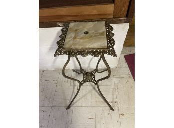 Antique Victorian Brass And Onyx Fern Plant Stand