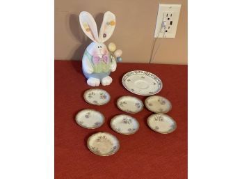 Vintage Plates And Bunny