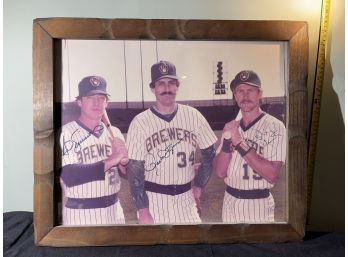Signed & Framed MLB Sports Photo Ted Simmons Robin Young Rollie Fingers
