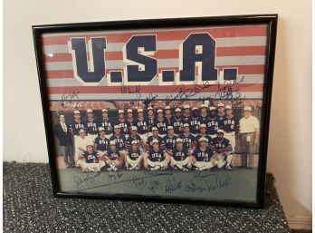 1984 Team USA Olympic Baseball Team Photo Signed Framed 21 Signatures Includes Mcgwire Clark Larkin