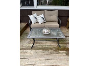 Loveseat With Cushions & Table
