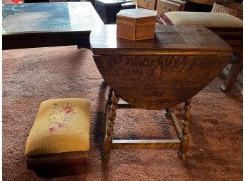 Drop Leaf Side Table, Stool And Bahamas Trinket Box