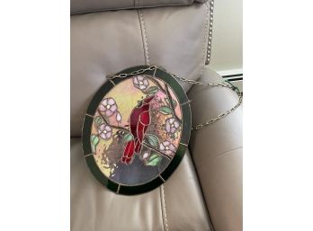 Stained Glass Red Cardinal Window Hanging