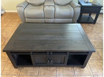 Solid Wood Coffee Table With Farm Door Design