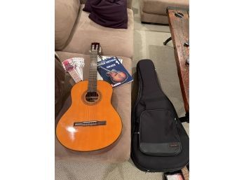 Left Handed Custom Acoustic Guitar  Case & Books