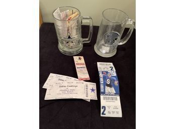 Dallas Cowboys Beer Mugs & Ticket Stubs