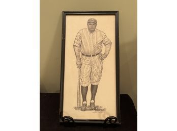 Vintage 1960s Babe Ruth Print Framed Sports Illustrated Print By Robert Riger