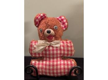 50s-60s Red Gingham Brown Fun Teddy Bear