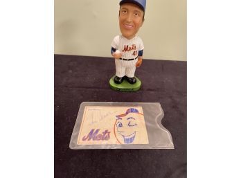 Tom Seaver Bobble Head And Signed Mets Paper By Tom Seaver