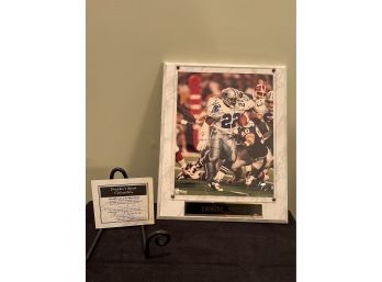 Signed Dallas Cowboys Emmitt Smith Photo With COA 8x10 #3409 Mounted With Name Plaque