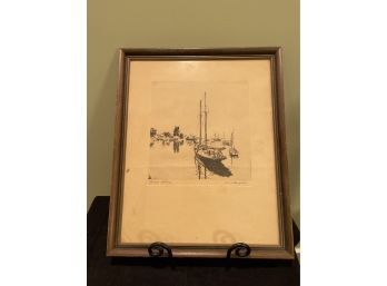 Quiet Waters Etching By Lionel Barrymore