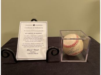 Signed Ken Griffey Jr Baseball With COA In Protective Case