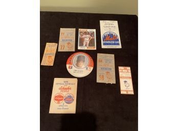 Tom Seaver NY Mets Pin & Vintage Ticket Stubs