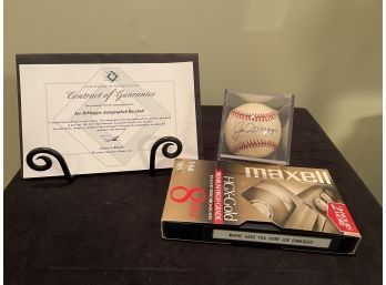 Signed Joe DiMaggio Baseball With COA In Display Case