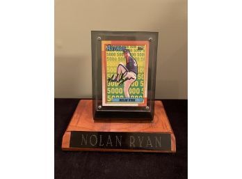 Signed & Mounted Nolan Ryan Astros Topps Trading Card With Name Plaque