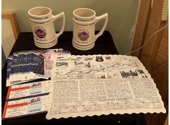 NY Mets Beer Mugs, Ticket Stubs