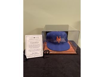 Signed NY Mets Hat With COA Nolan Ryan Tom Seaver In Display Case
