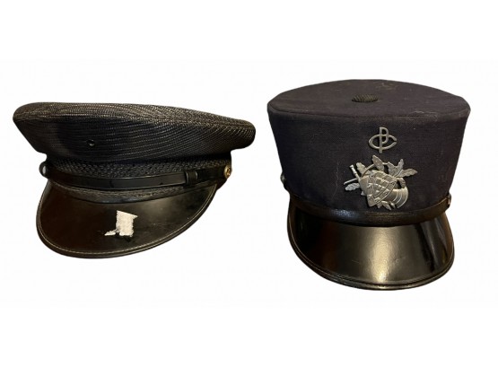2 Vintage Railroad Conductor Hats