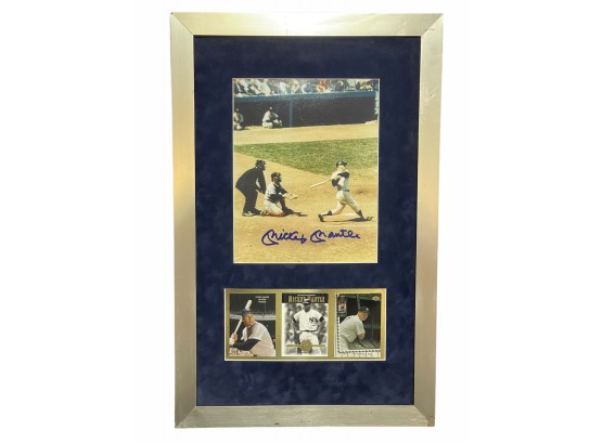 Signed And Framed Mickey Mantle Photograph