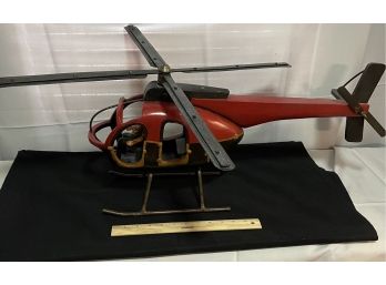 Vintage Handmade Wood & Metal Helicopter 1970