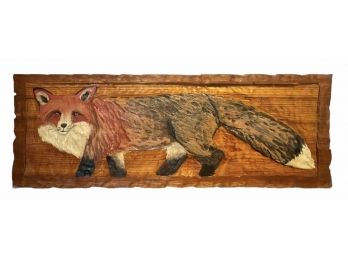 Signed & Carved Fox Art 30.5' Wide