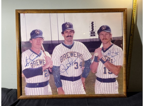 Signed & Framed MLB Sports Photo Ted Simmons Robin Young Rollie Fingers