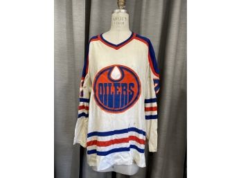 Game Used '78-'79 Edmonton Oilers WHA Game Used Jersey - Wes George -Size 46