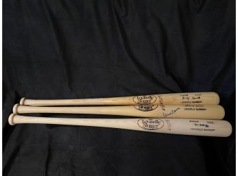 Signed Hank Aaron And Unsigned Mickey Mantle And Don Mattingly Bats