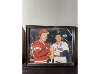 Johnny Bench And Carl Yastrzemski Signed & Framed 8x10 Photo