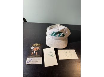 Signed HOF Gordie Howe , NY Jets Signed Hat