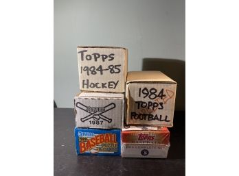 84-85 Topps Hockey, 87 Donruss Baseball, 89 Donruss Baseball, 84 Topps Football, Factory Sealed 2013 Topps