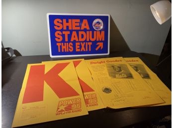 Shea Stadium Sign & Dwight Gooden Dual Sided Posters