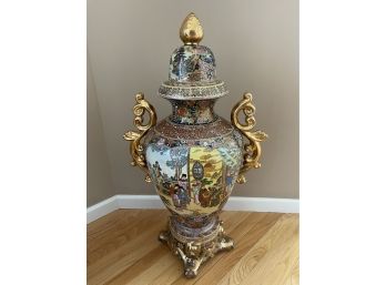 Oversized Asian Lidded Vessel Vase