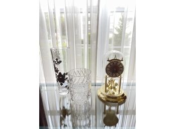 Mantle Clock And Vases