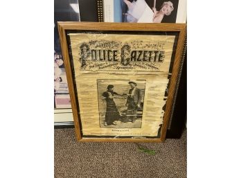 Antique Police Gazzette Poster Framed 18x22