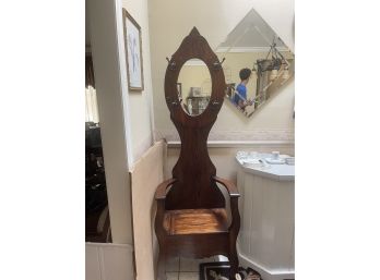 Antique Hall Tree Chair With Mirror