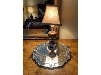 Table Top Lamp And Mirrored Vanity Tray