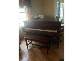 Beautiful Vintage Wood Piano With Bench
