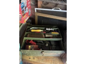 Vintage Tool Box Filled With Tools & Supplies